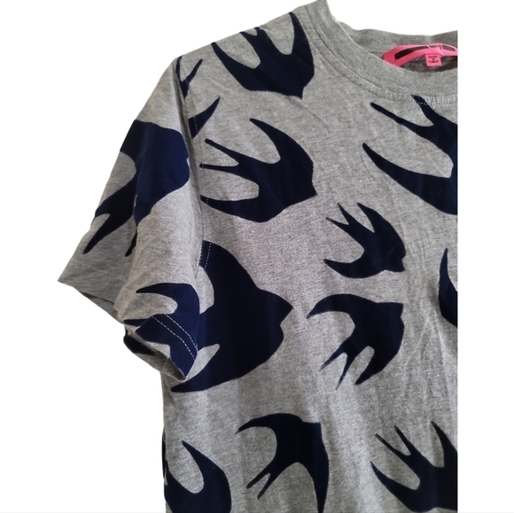 Mcq Alexander Mcqueen Swallow Casual Mini Dress In Grey XS Velvet Birds in Navy - Picture 4 of 7